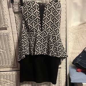 a'gaci Black and White Geometric Dress